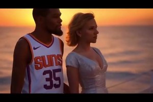 极为炸裂！网友用AI制作杜兰特&斯嘉丽爱情故事，结果惨遭追梦夺爱😂